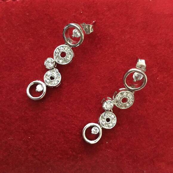 Sterling Silver Round Multi-Crystal Earrings - Picture 1 of 6